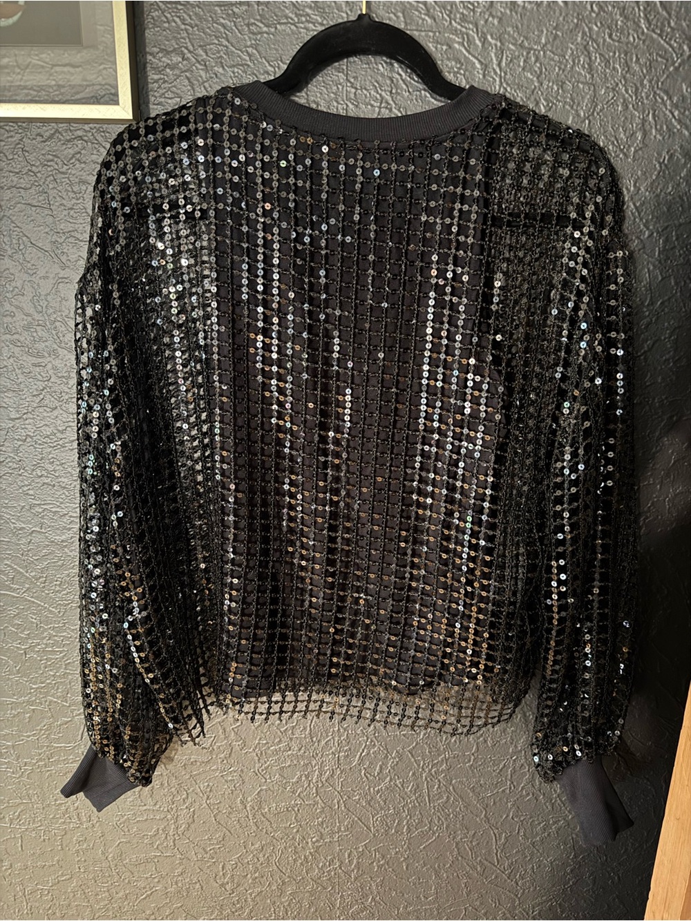 Black sequin Pilcro mesh top - Picture 5 of 5